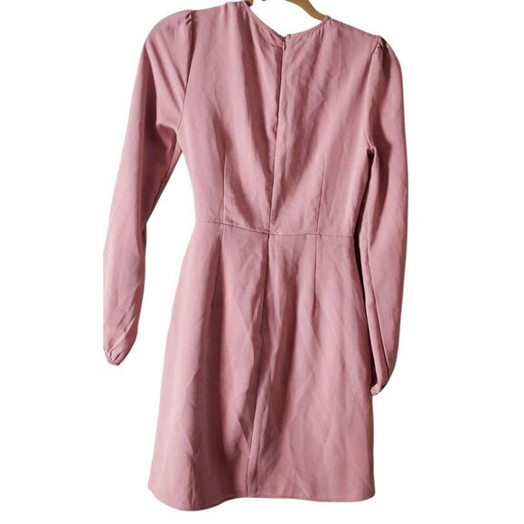 LULU'S Believe It Or Knot Long Sleeve Tie-Front Skater Dress Size Small - Picture 6 of 6